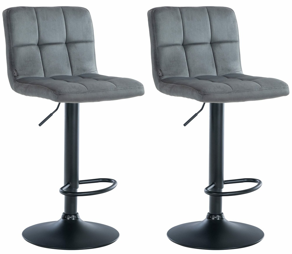 Lot de 2 tabourets de bar peru velours noir