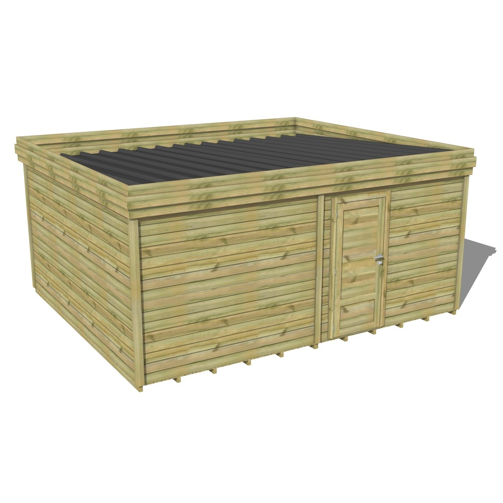 Abri de jardin bois pin traité autoclave 27mm - 5,69x4,34m / 25m2 - bac acier - plancher bois