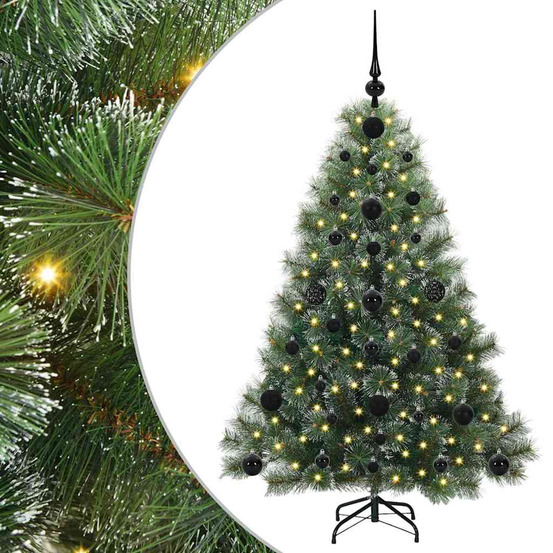 Sapin de noël artificiel avec 150 led vert 120 cm pe et pvc