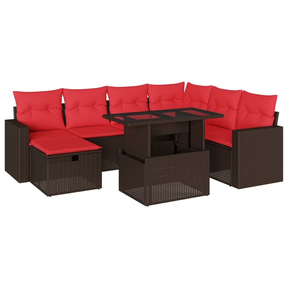 Ensemble de canapé de jardin 8 pcs avec coussins marron