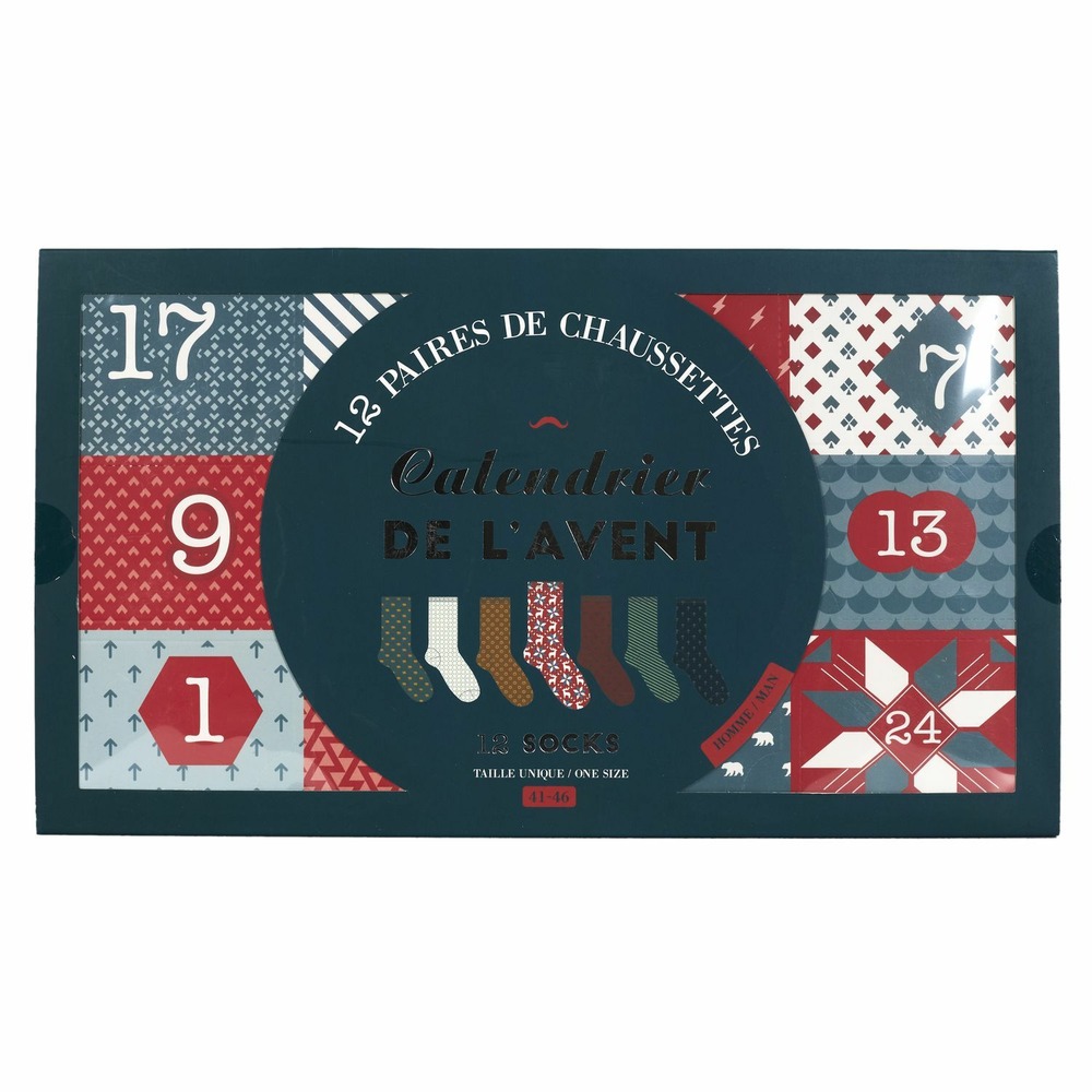 Calendrier de l'avent 12 paires de chaussettes homme