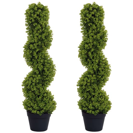 Lot de 2 plantes artificielles plastique intérieur extérieur anti uv vert 90cm