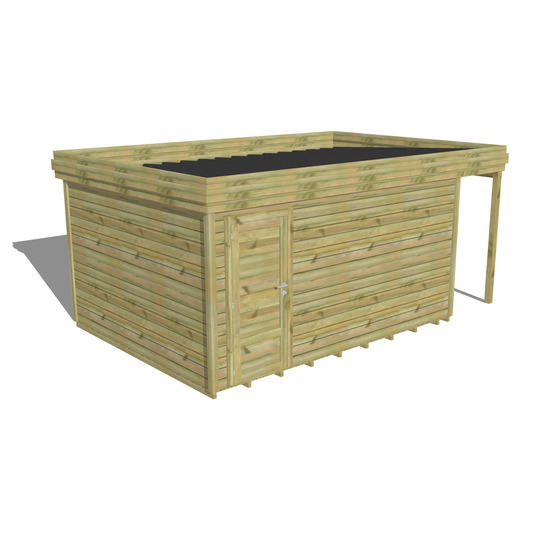 Abri de jardin bois pin traité autoclave 27mm - 5,34x3,44m / 18m2 - bac acier - plancher bois