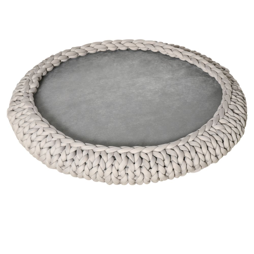 Grand lit rond chien chat coton velours intérieur coussin lavable gris 93x15cm - comfortxl outdoor living