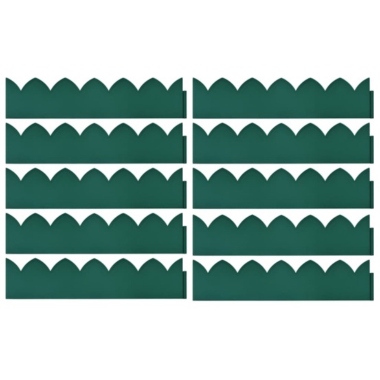 Bordures de jardin 10 pcs vert 65x15 cm pp