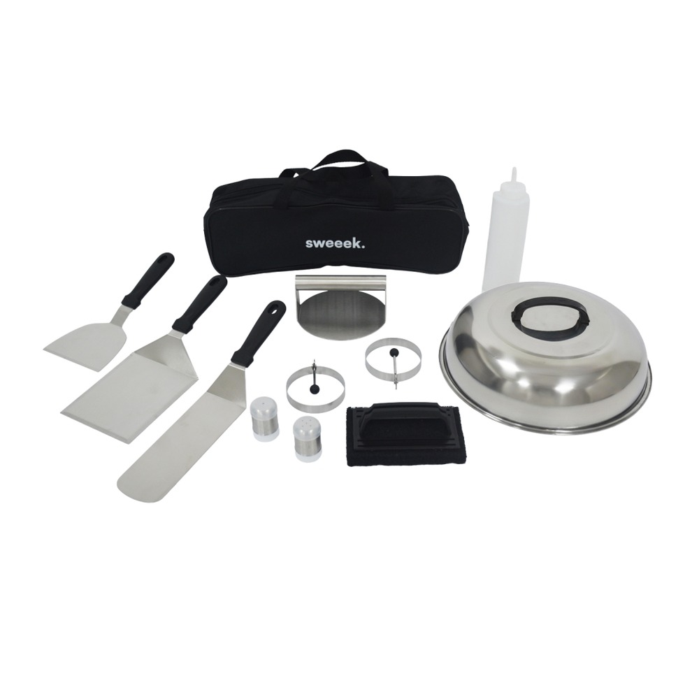 Pack accessoires barbecue, plancha, brasero 11 pièces, avec sac de transport