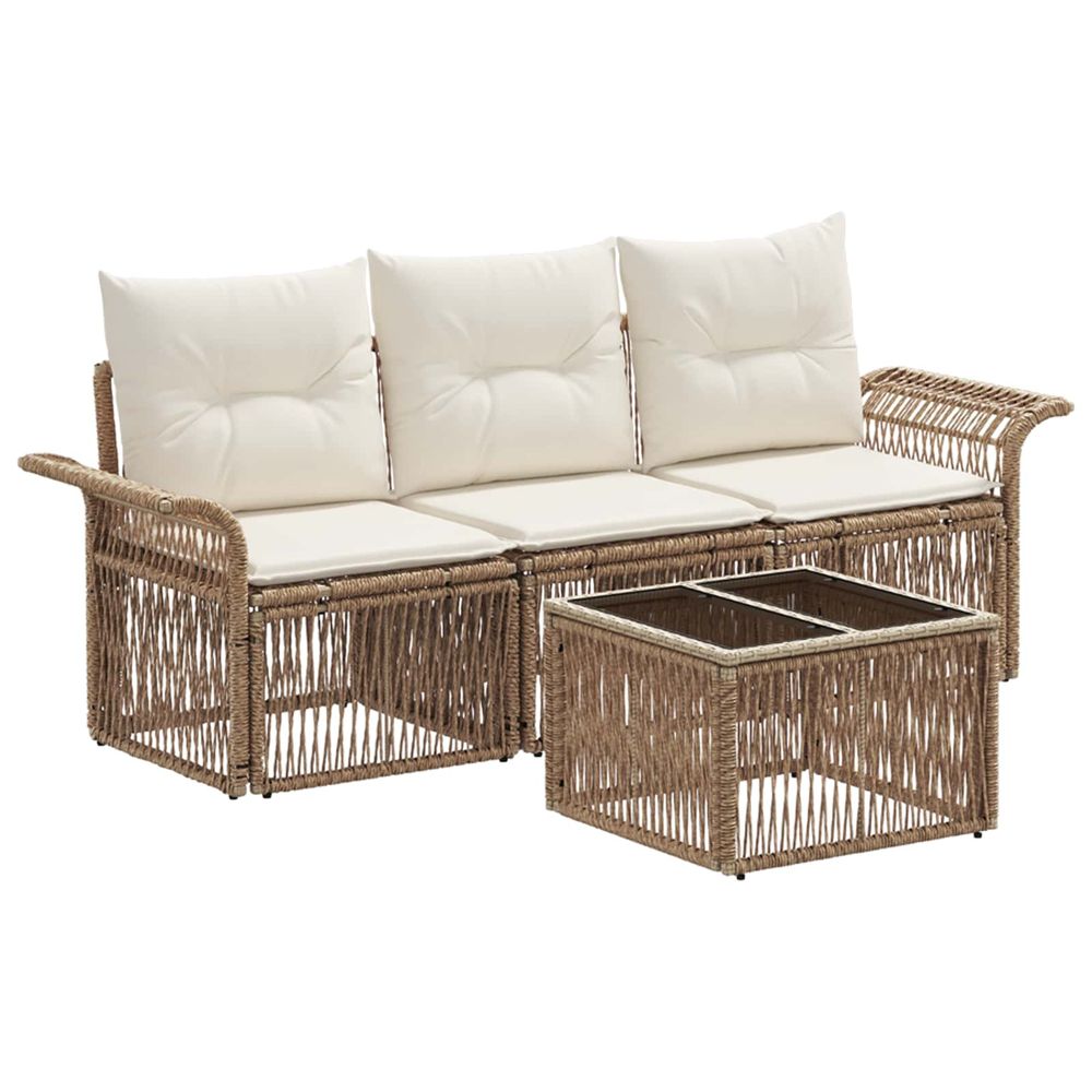 Ensemble de canapé de jardin 4 pc beige polyrotin