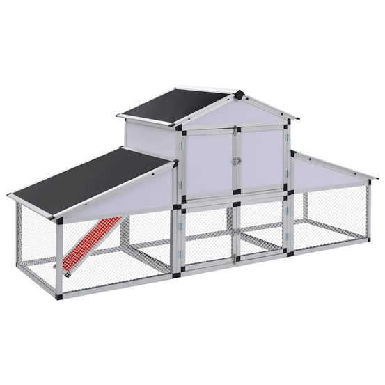 Grand poulailler aluminium avec enclos nichoir et rampe pour jardin
