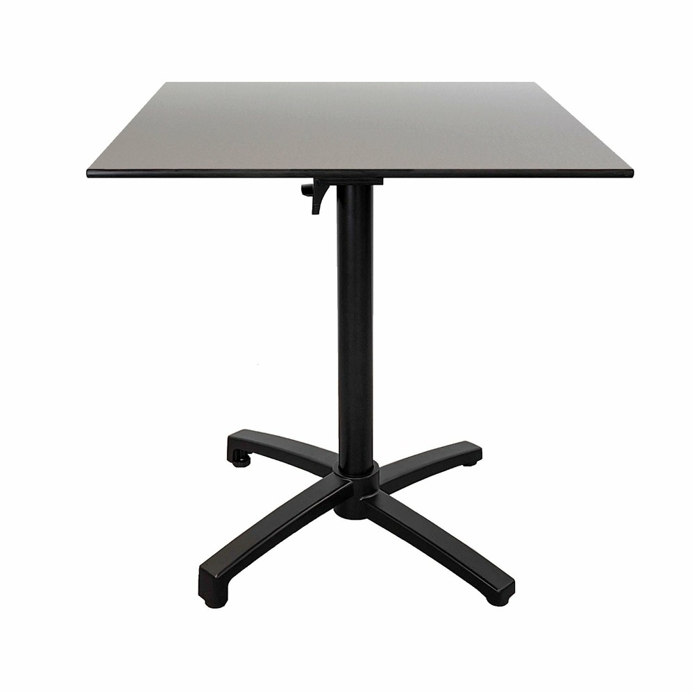 Restootab - table pliable pour terrasse en compact hpl décor gris métal 70x70