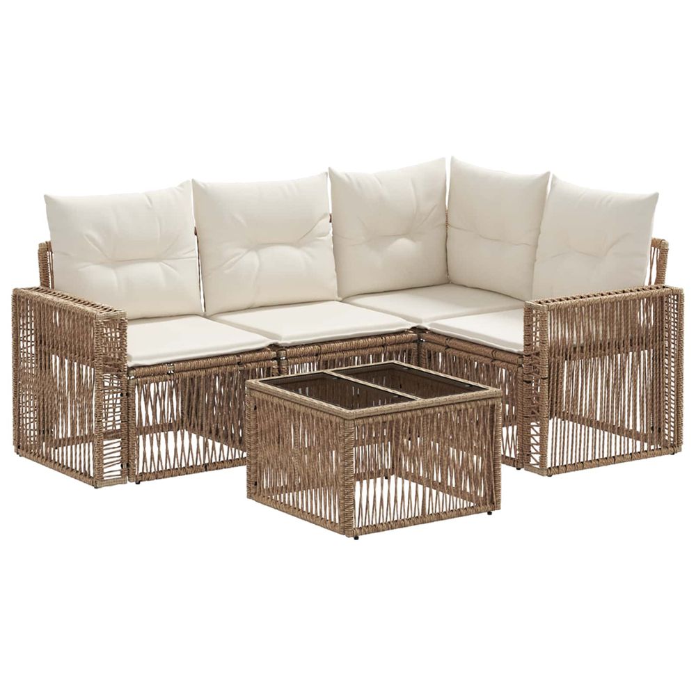Ensemble de canapé de jardin 5 pc beige et blanc crème