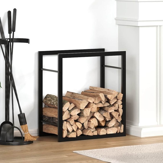 Portant de bois de chauffage noir mat 50x28x56 cm acier