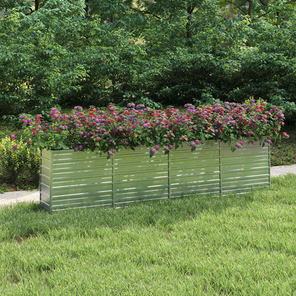 Très longue jardinière haute acier galvanisé pour potager 320x40x77cm
