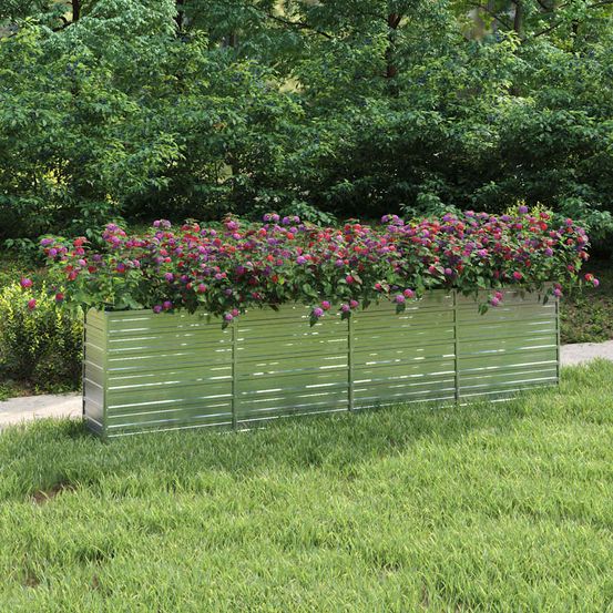 Très longue jardinière haute acier galvanisé pour potager 320x40x77cm