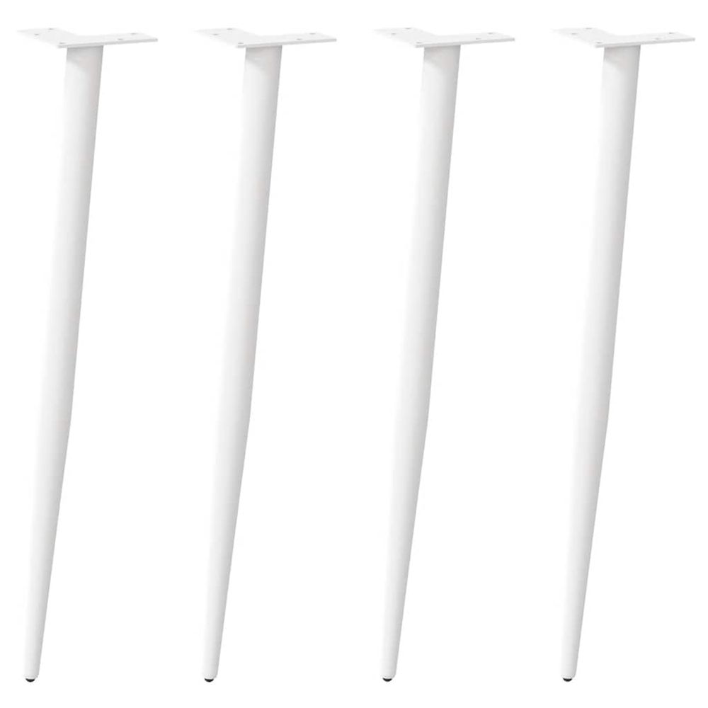 Pieds de table console coniques 4 pièces blanc 72-73 cm acier