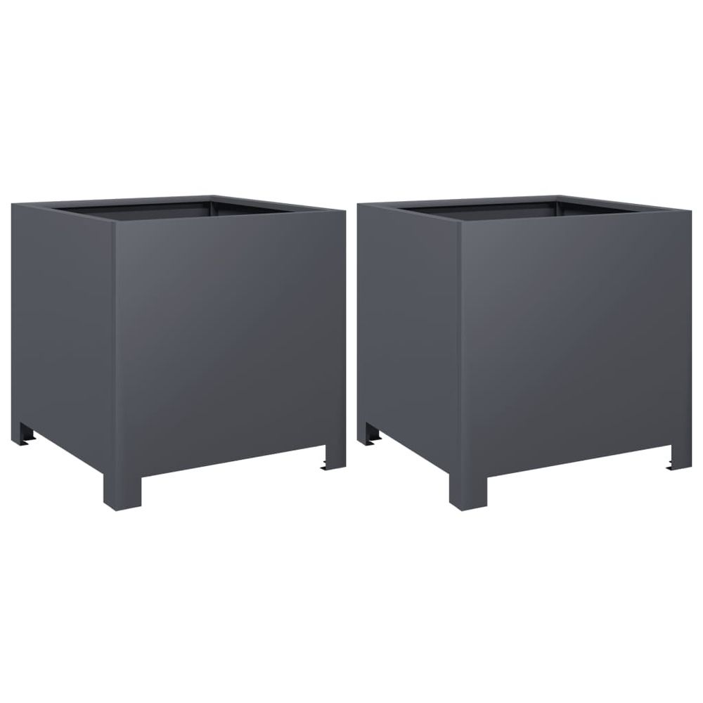 Jardinières 2 pcs anthracite 40x40x40 cm acier