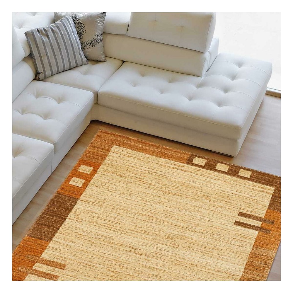 Tapis salon 120x180 tissé beige rectangle motif simple chobay 1