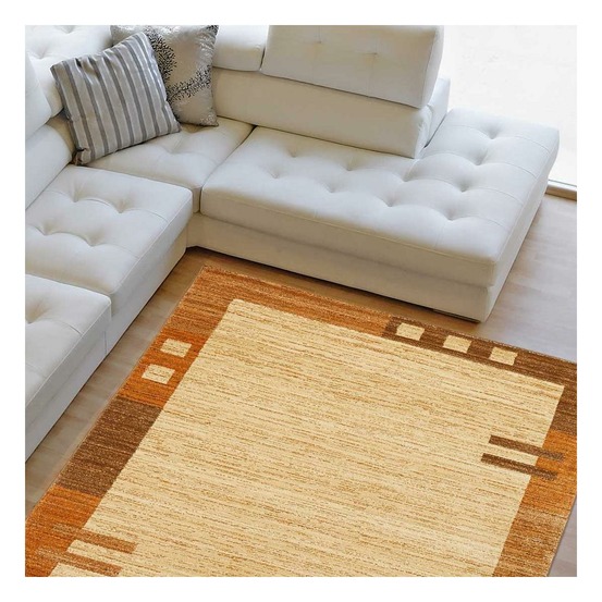 Tapis salon 120x180 tissé beige rectangle motif simple chobay 1