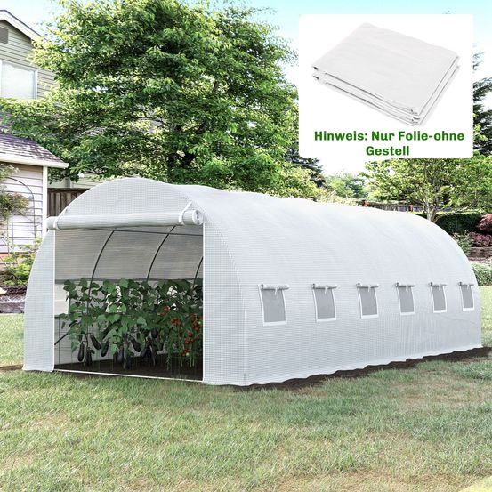 Bâche de remplacement serre tunnel pe blanc 6 x 3 x 2 m fenêtres enroulables - comfortxl outdoor living