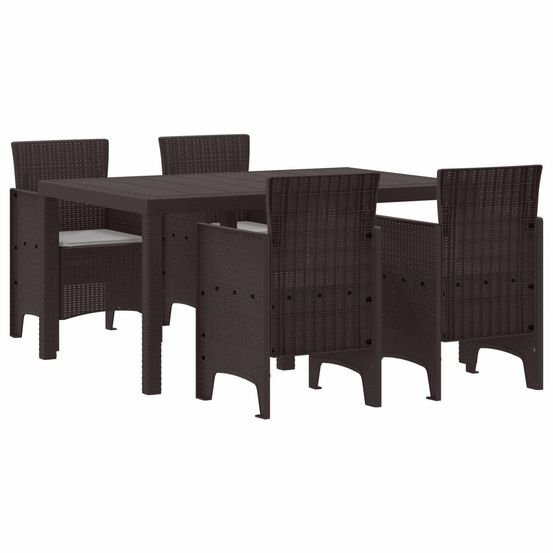 Ensemble de salle à manger pour jardin 5 pc marron rattan polt