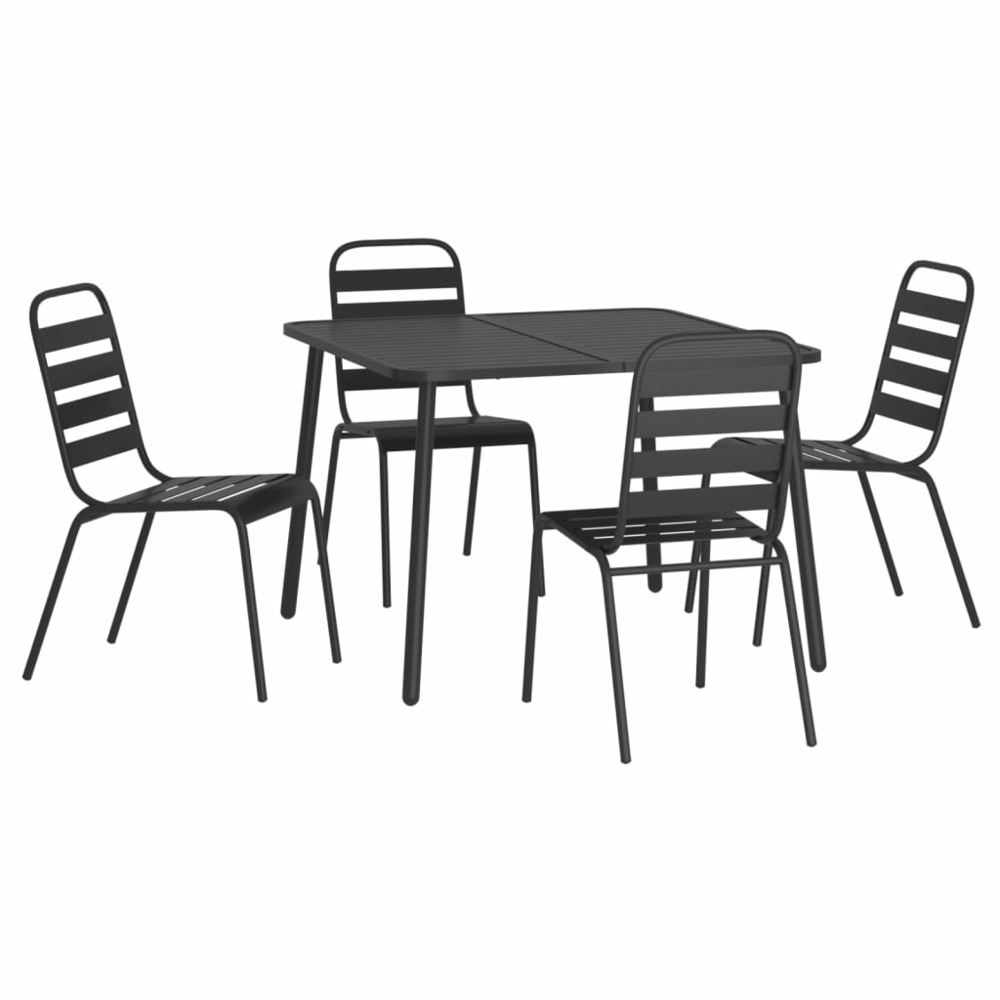 Ensemble de salle à manger de jardin meuble extérieur 5 pièces anthracite acier