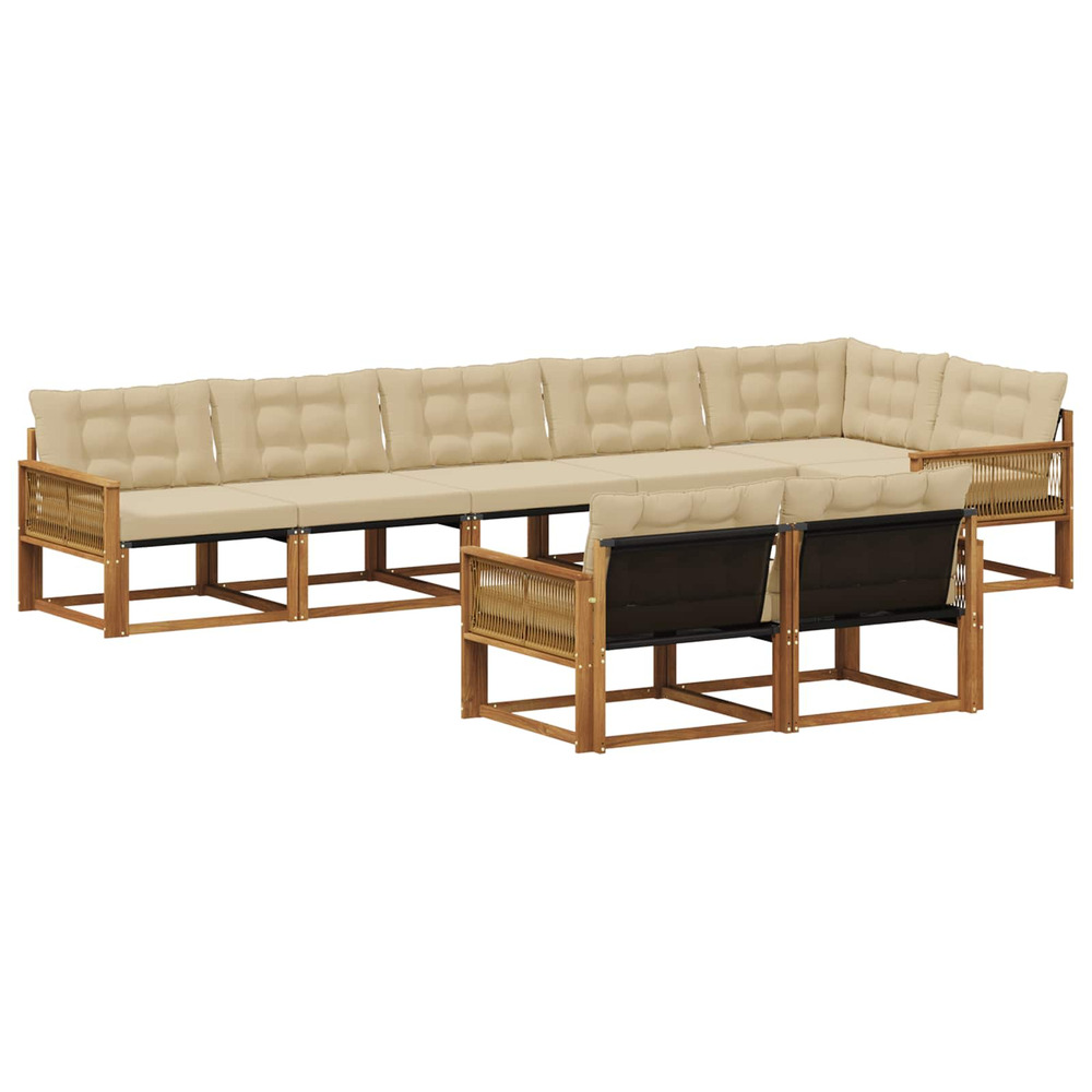 Ensemble de canapés d'extérieur 8 pcs naturel et beige