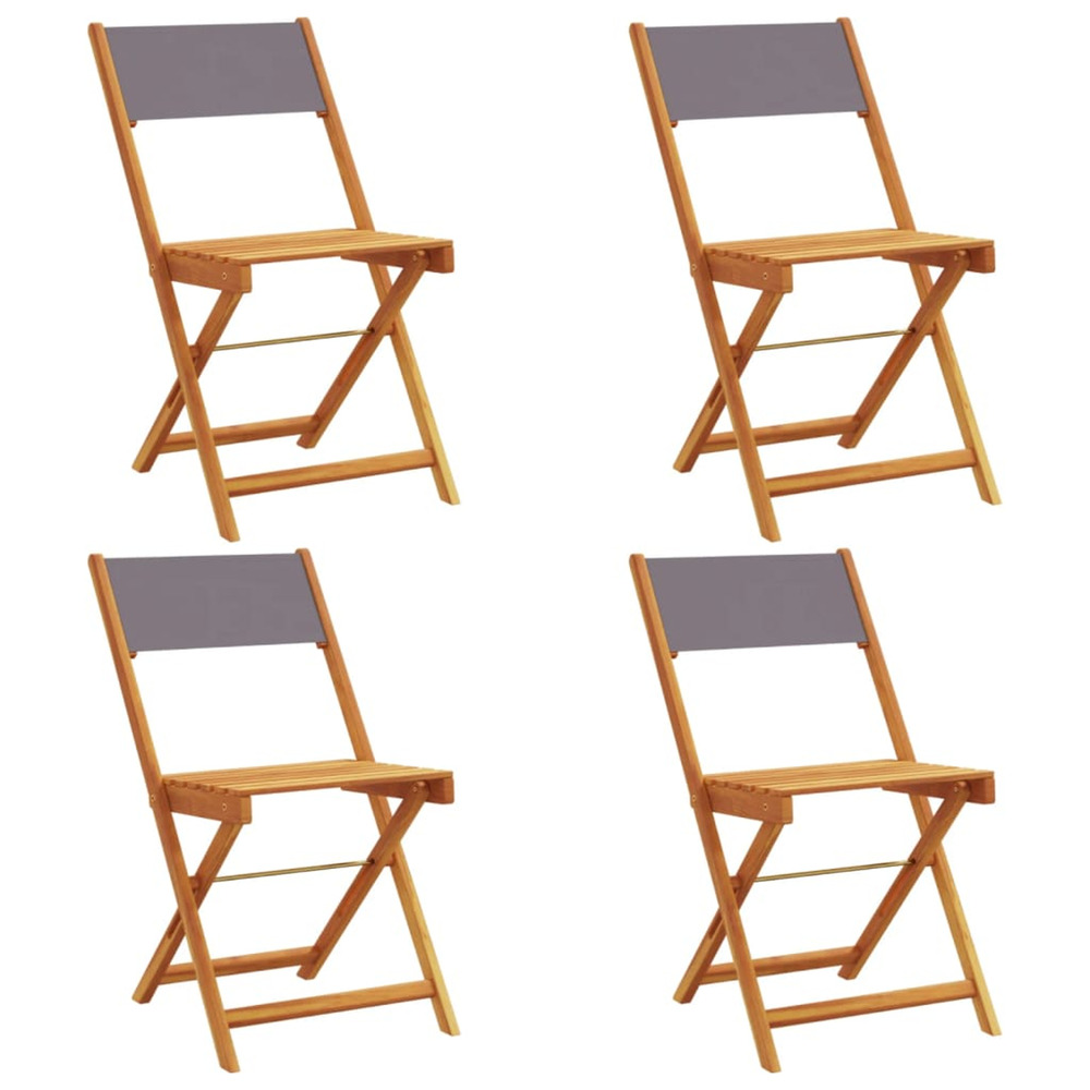 Chaises de jardin pliantes lot de 4 tissu et bois massif