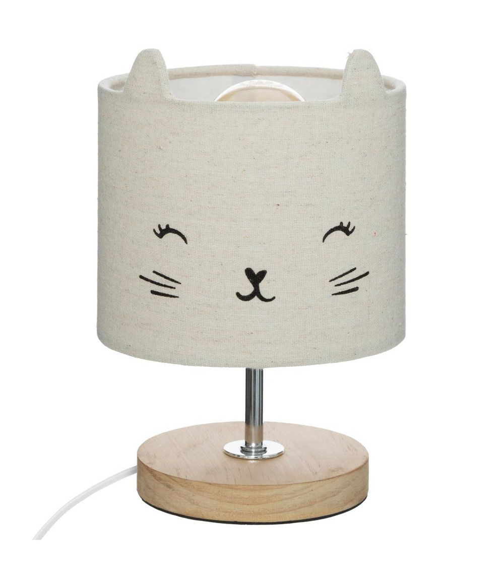 Lampe abat-jour chat h 21 cm chambre d'enfant