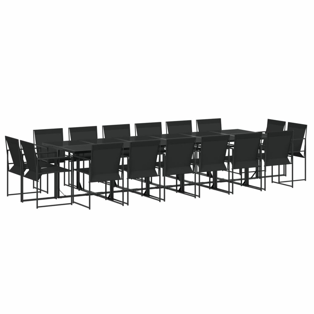 Ensemble à manger de jardin 17 pcs noir textilène