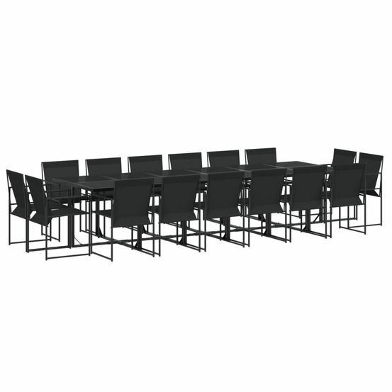 Ensemble à manger de jardin 17 pcs noir textilène
