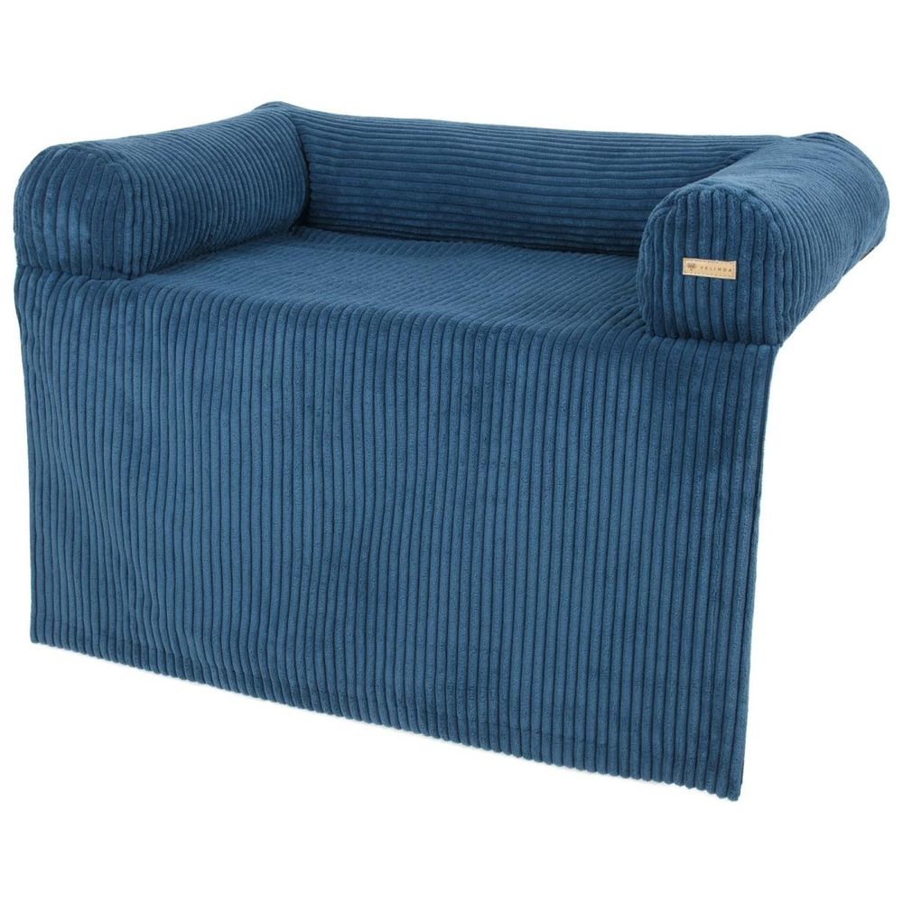 Velinda panier pour chien et chat sur canapé — bleu marine (velours côtelé)