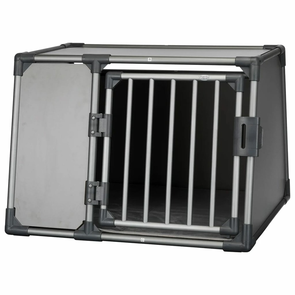 Cage de transport inclinée pour chiens l alu graphite 39338