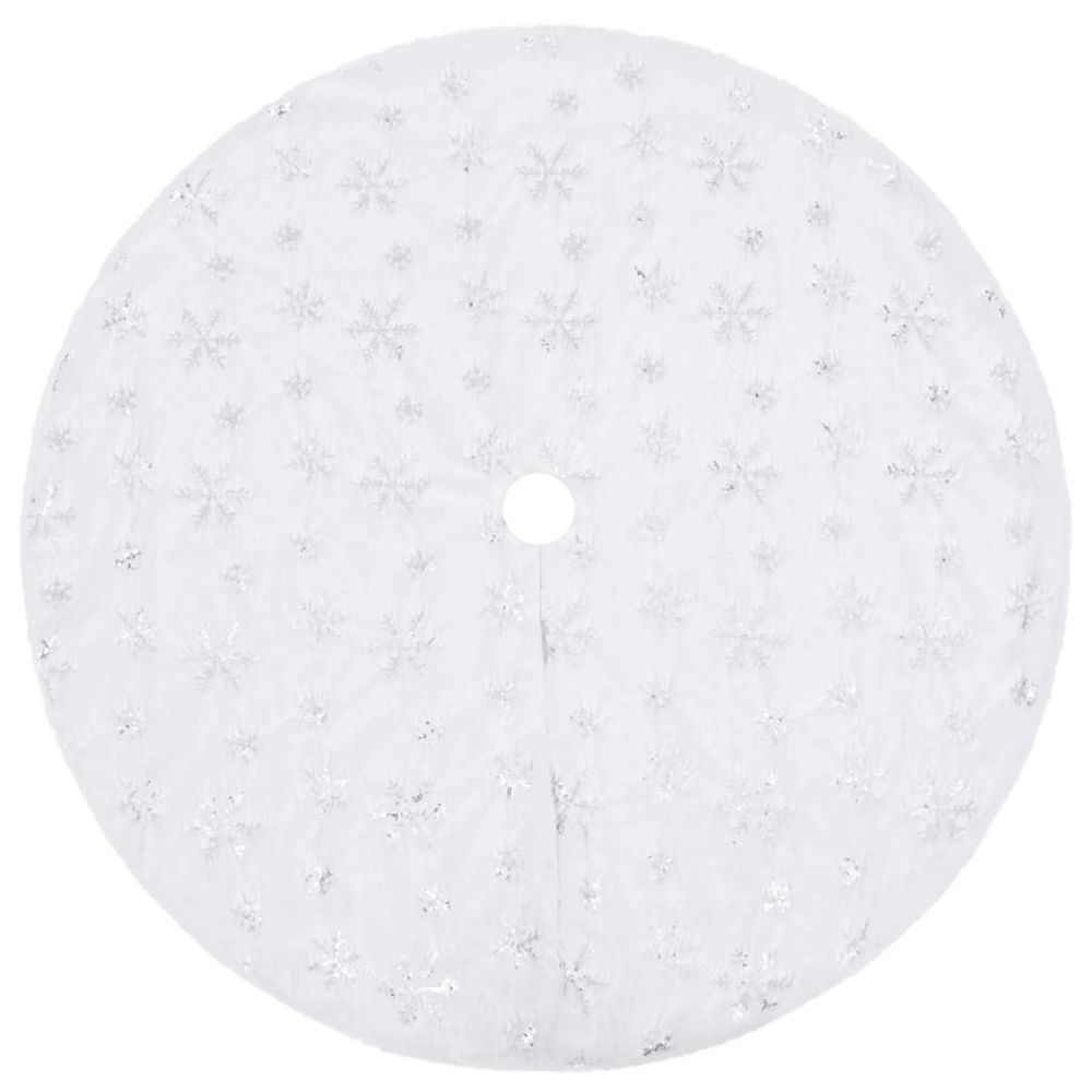 Jupe de sapin de noël de luxe blanche 90 cm en fausse fourrure