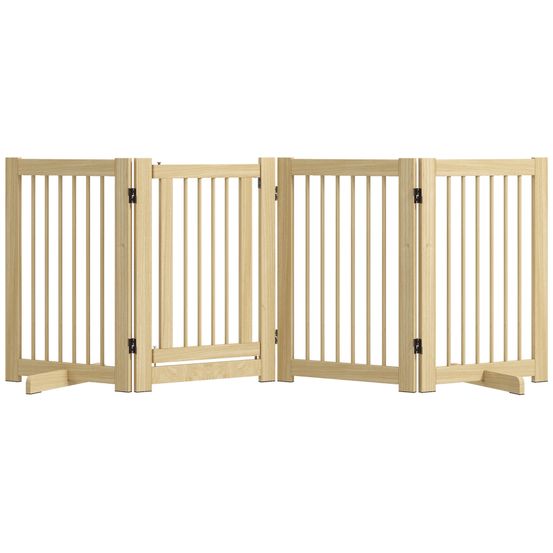Barrière de sécurité pour chien pin massif 204 x 36 x 75 cm bois naturel pliable