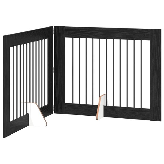 Porte de chien pliable avec supports 2 pc chêne noir 200,5 cm