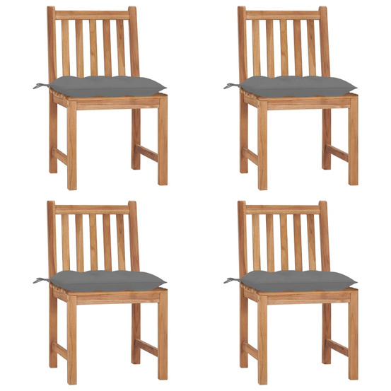 Chaises de jardin lot de 4 avec coussins bois de teck massif