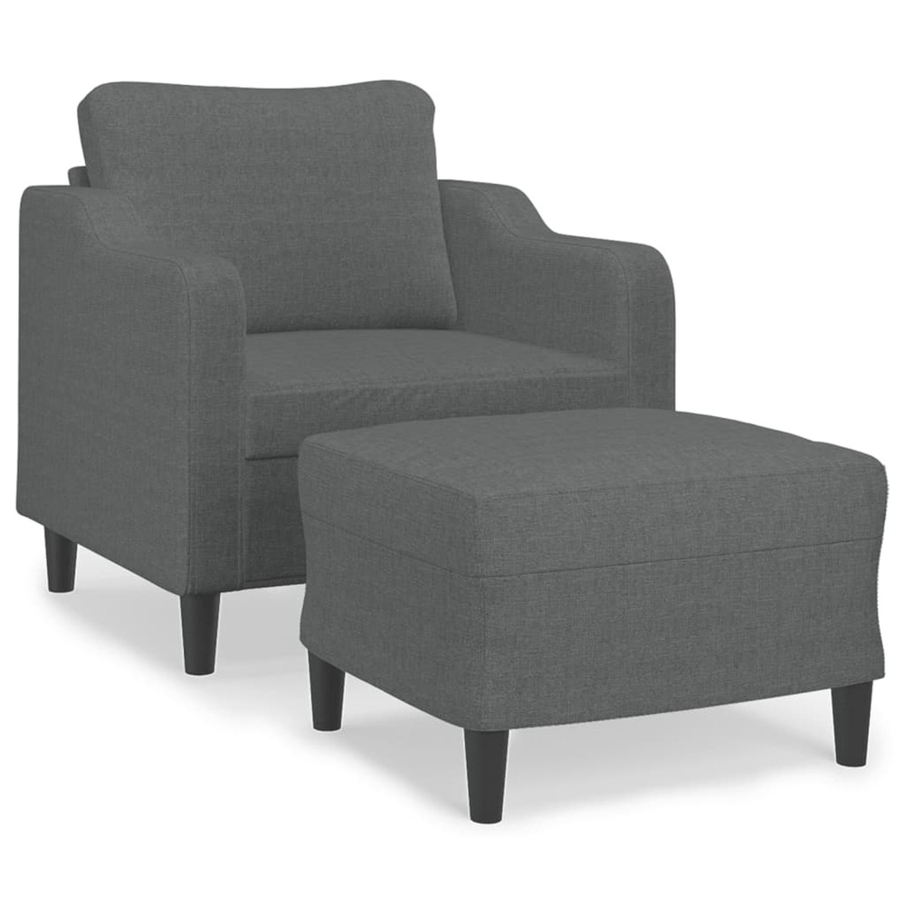 Fauteuil avec repose-pied gris foncé 60 cm tissu