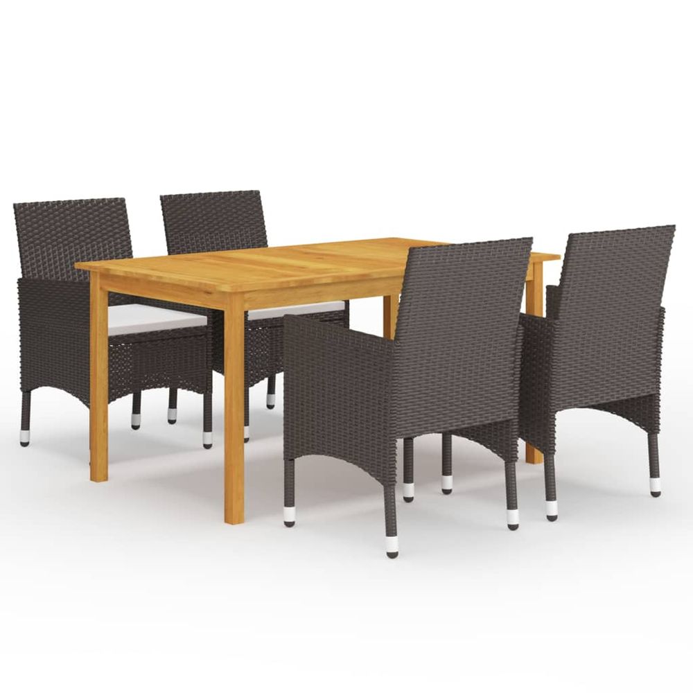 Ensemble à manger de jardin 5 pcs marron