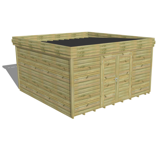 Abri de jardin bois pin traité autoclave 27mm - 4,34x4,34m / 19m2 - bac acier - plancher bois