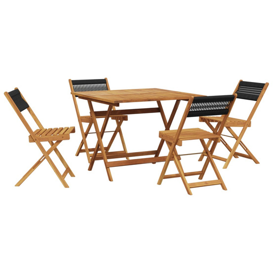 Ensemble à manger de jardin 5pcs noir polypropylène bois massif