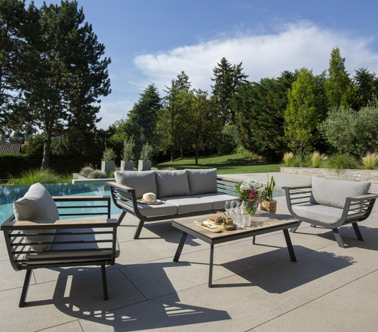 Salon de jardin en aluminium - 5 places - carmel