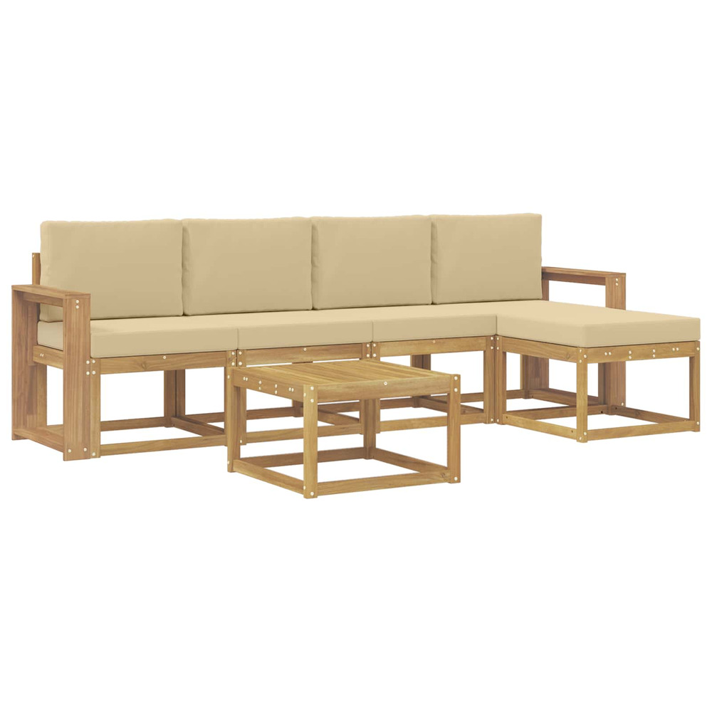 Ensemble de canapés d'extérieur 6 pcs blanc et beige