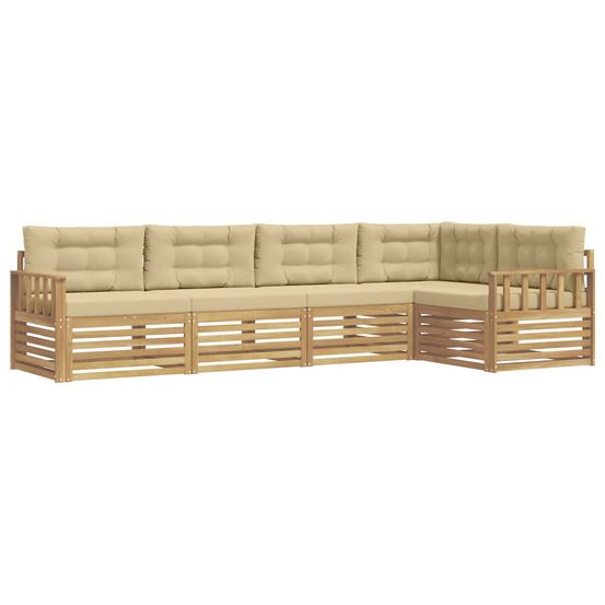 Ensemble de canapés d'extérieur 6 pc blanc et beige polyester