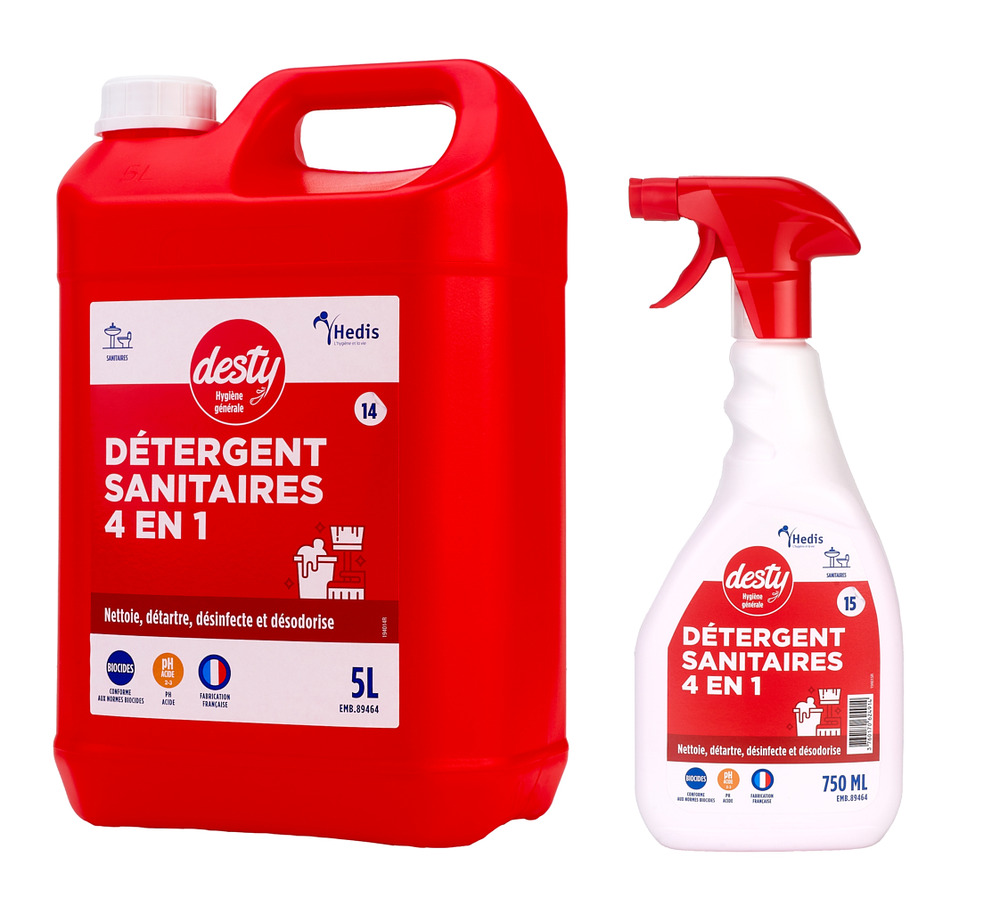 Detregent 4d sanitaires flacon de 750ml note florale 4en1 - elcopharma