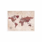 Carte du monde en liège - woody map aquarelle antique / 60 x 45 cm / cadre blanc
