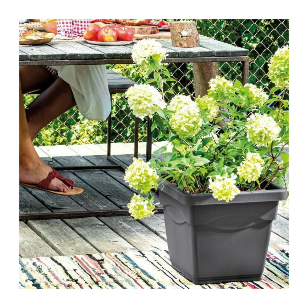 Deroma pot de fleurs carre day r anthracite - coloris gris anthracite - 38cm