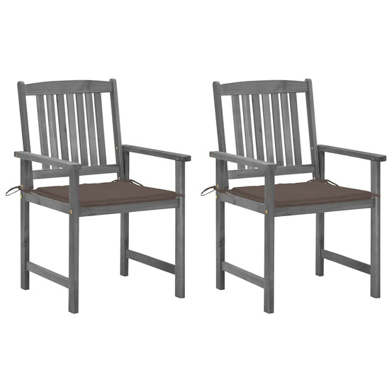Chaises de jardin et coussins lot de 2 gris bois acacia massif