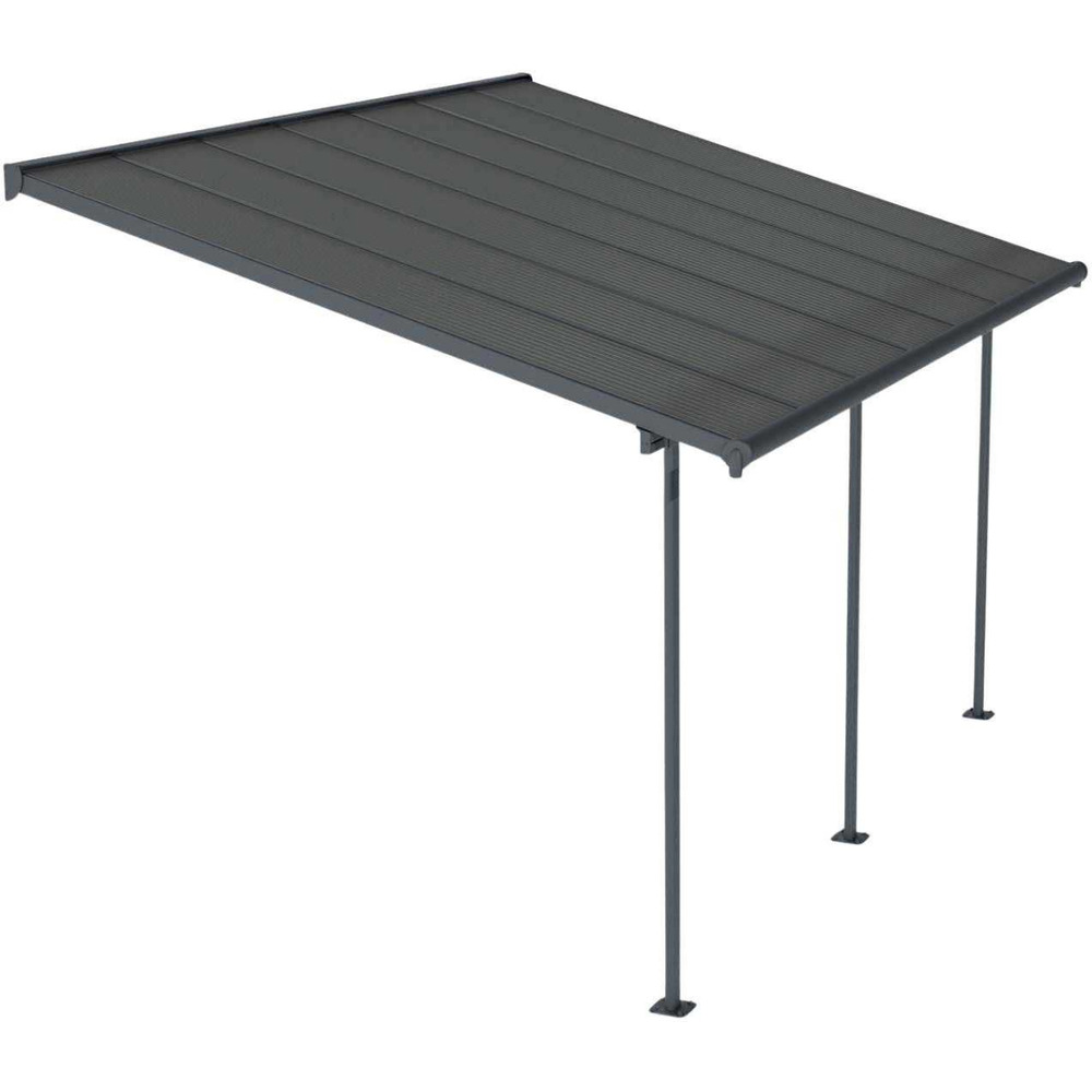 Pergola à adosser en aluminium et polycarbonate gris capri 3 x 4.3 m