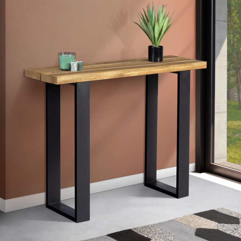 Console blanca plateau ajouré effet lattes