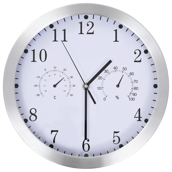 Horloge murale à quartz hygromètre et thermomètre 30 cm blanc