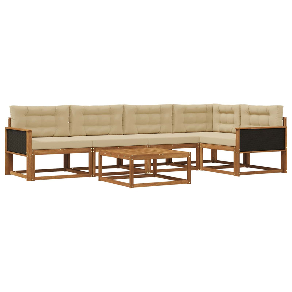 Ensemble de canapés d'extérieur 6 pcs naturel et beige